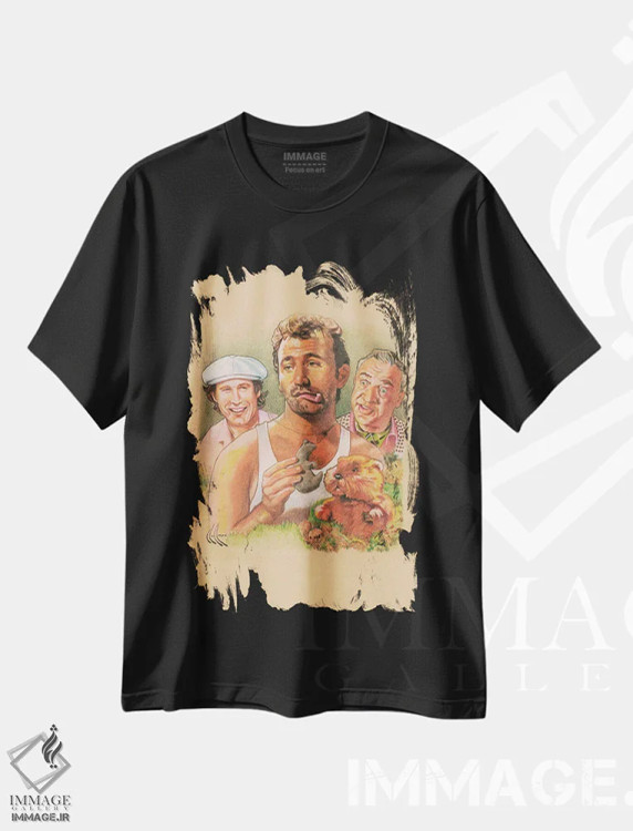 تیشرت مشکی طرح دار کولاژ کدی شک، دست نقاشی و طراحی دستی اثر هنر کریس هافمن | فروشگاه ایماژ
