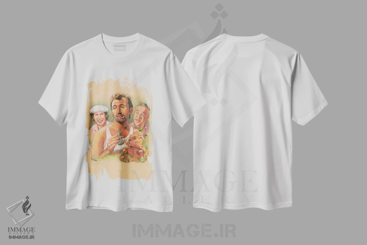 تیشرت سفید طرح دار کولاژ کدی شک، دست نقاشی و طراحی دستی اثر هنر کریس هافمن | immage.ir