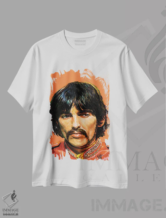 تیشرت سفید طرح دار جورج، دست نقاشی و طراحی دستی اثر هنر کریس هافمن | فروشگاه ایماژ