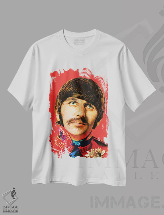 تیشرت سفید طرح دار رینگو، دست نقاشی و طراحی دستی اثر هنر کریس هافمن | immage.ir