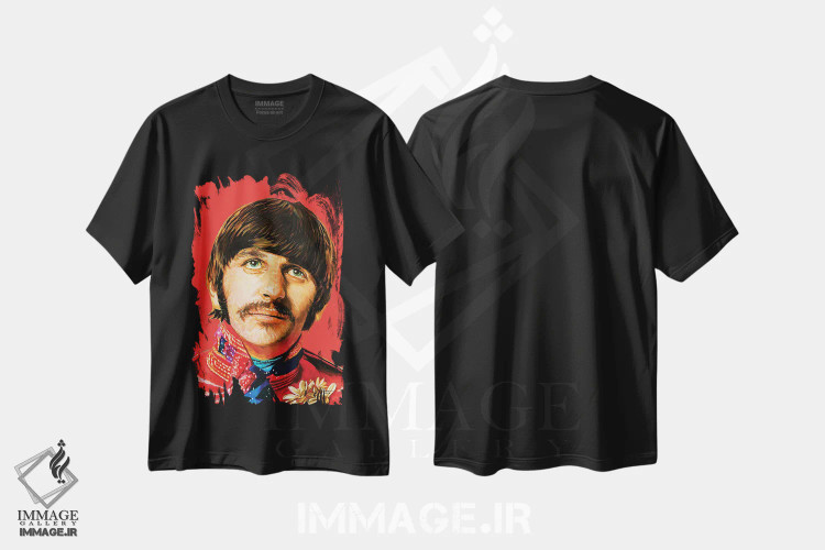 تیشرت مشکی طرح دار رینگو، دست نقاشی و طراحی دستی اثر هنر کریس هافمن | فروشگاه ایماژ