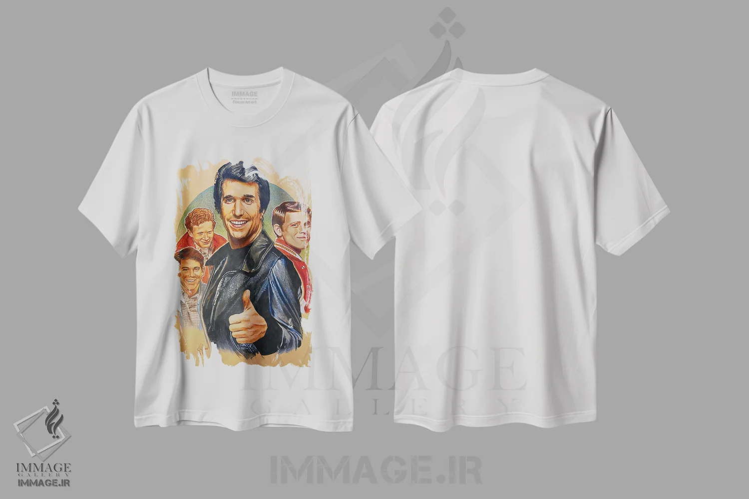 تیشرت سفید طرح دار روزهای خوش، دست نقاشی و طراحی دستی اثر هنر کریس هافمن | immage.ir