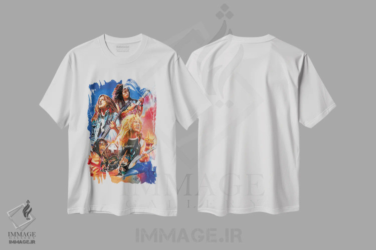 تیشرت سفید طرح دار متالیکا، دست نقاشی و طراحی دستی اثر هنر کریس هافمن | immage.ir