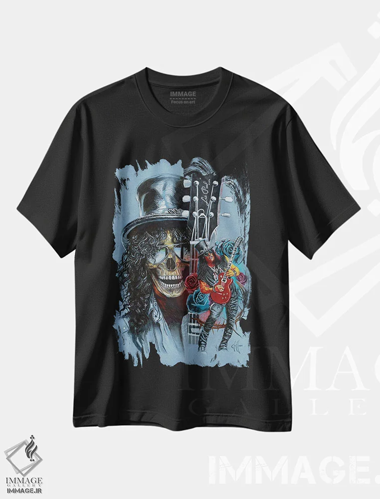 تیشرت مشکی طرح دار کولاژ اسلش، دست نقاشی و طراحی دستی اثر هنر کریس هافمن | immage.ir