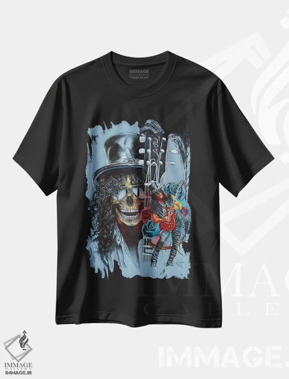 تیشرت مشکی طرح دار کولاژ اسلش، دست نقاشی و طراحی دستی اثر هنر کریس هافمن | immage.ir