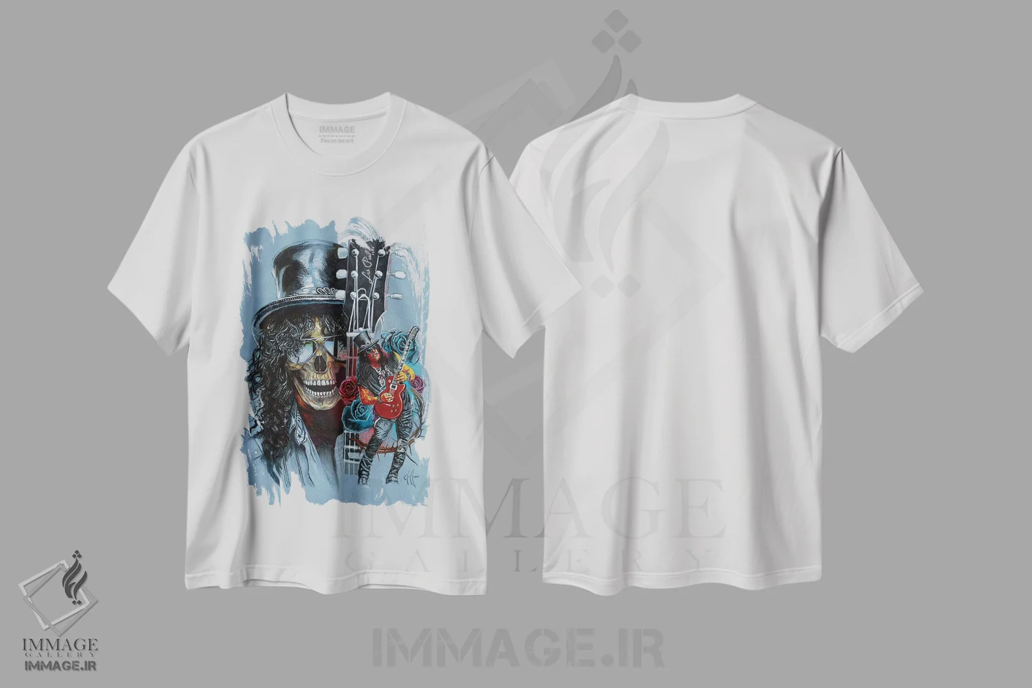 تیشرت سفید طرح دار کولاژ اسلش، دست نقاشی و طراحی دستی اثر هنر کریس هافمن | فروشگاه ایماژ