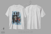تیشرت سفید طرح دار کولاژ اسلش، دست نقاشی و طراحی دستی اثر هنر کریس هافمن | فروشگاه ایماژ