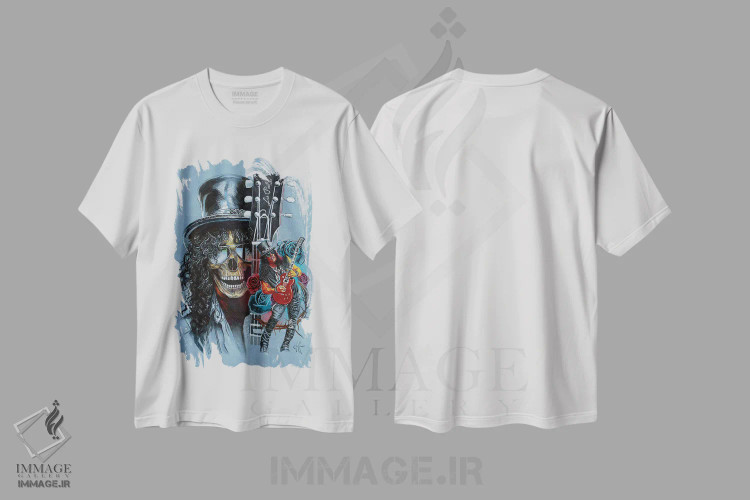 تیشرت سفید طرح دار کولاژ اسلش، دست نقاشی و طراحی دستی اثر هنر کریس هافمن | فروشگاه ایماژ