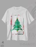 تیشرت سفید طرح دار همیشه سبز فصلی، دکور تعطیلات اثر فایو بای فایو کالکتیو | فروشگاه ایماژ
