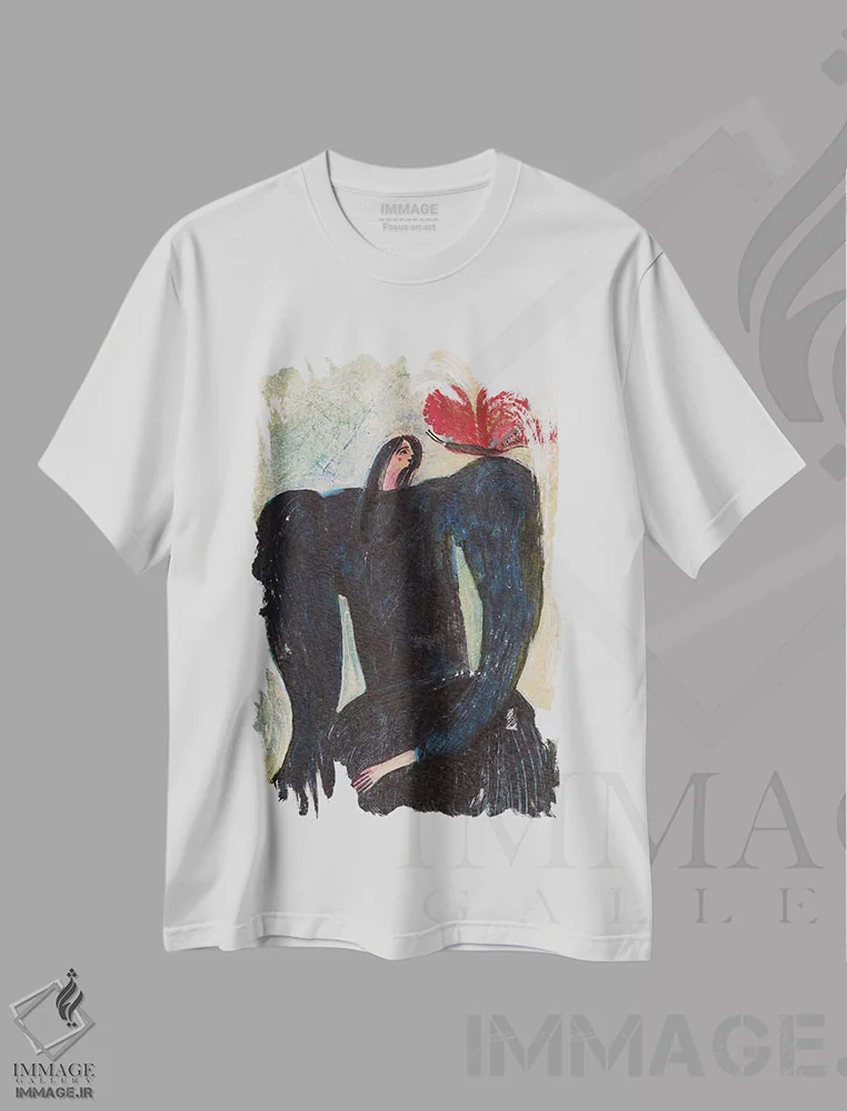 تیشرت سفید طرح دار جادوی لحظه ای، تزئینی اثر هانیه قشقایی | فروشگاه ایماژ
