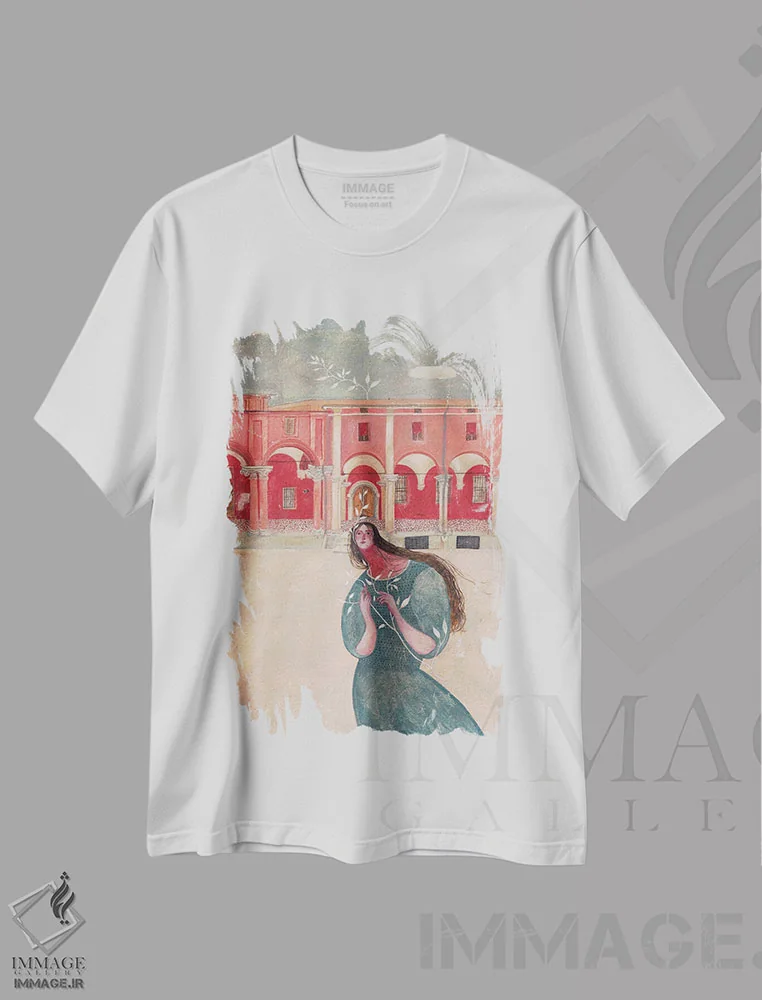 تیشرت سفید طرح دار ریشه هایی که پرواز می کنند، تزئینی اثر هانیه قشقایی | immage.ir