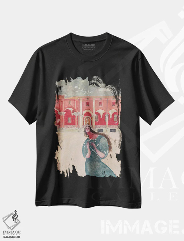 تیشرت مشکی طرح دار ریشه هایی که پرواز می کنند، تزئینی اثر هانیه قشقایی | فروشگاه ایماژ