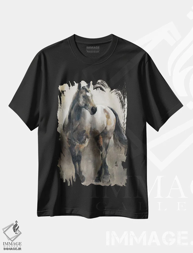 تیشرت مشکی طرح دار مس و نیکل، دکور معاصر اثر مریلین هاگمن | immage.ir