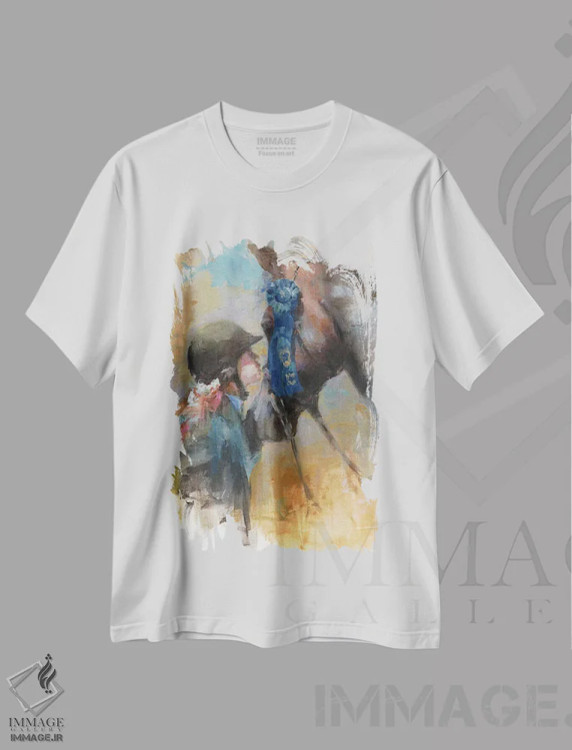 تیشرت سفید طرح دار روز روبان آبی، تزئینی اثر مریلین هاگمن | immage.ir