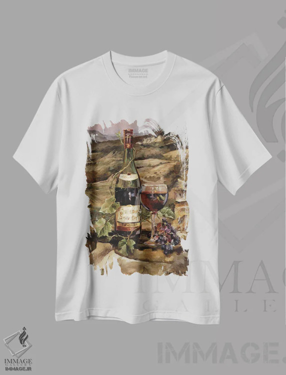 تیشرت سفید طرح دار دره توسکانی قرمز، تزئینی اثر مریلین هاگمن | immage.ir