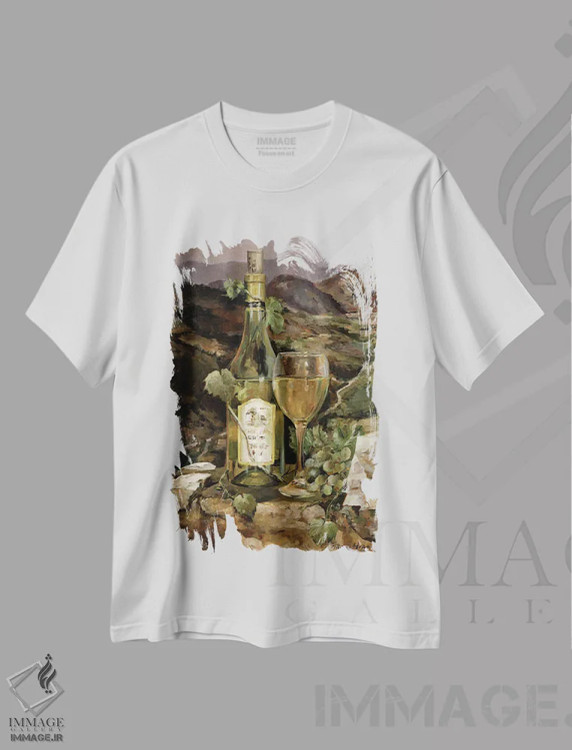 تیشرت سفید طرح دار دره توسکانی سفید، تزئینی اثر مریلین هاگمن | فروشگاه ایماژ
