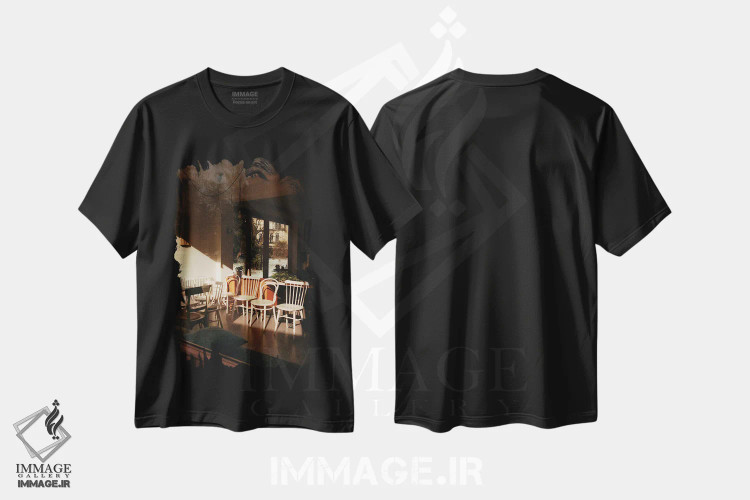 تیشرت مشکی طرح دار حال وهوای آنالوگ، دکور معاصر اثر سباستین هیلگتاگ | فروشگاه ایماژ