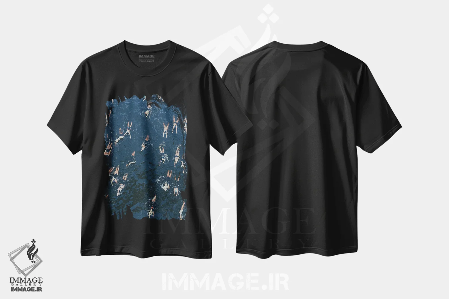تیشرت مشکی طرح دار شنا، تصاویر اکشن اثر سباستین هیلگتاگ | فروشگاه ایماژ