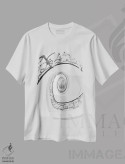 تیشرت سفید طرح دار چرخش، هنر تزئینی سیاه و سفید اثر سباستین هیلگتاگ | فروشگاه ایماژ