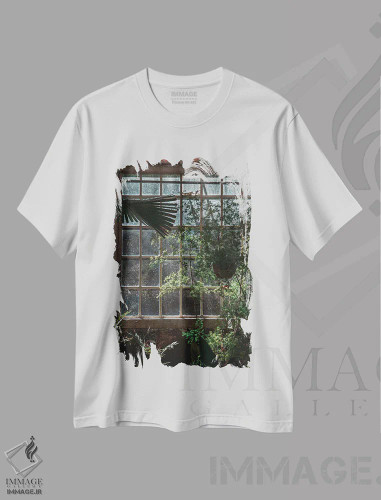 تیشرت سفید طرح دار گلخانه گرمسیری، دکور معاصر اثر سباستین هیلگتاگ | فروشگاه ایماژ