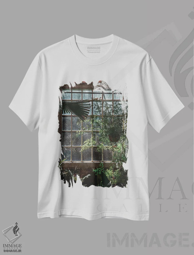 تیشرت سفید طرح دار گلخانه گرمسیری، دکور معاصر اثر سباستین هیلگتاگ | فروشگاه ایماژ