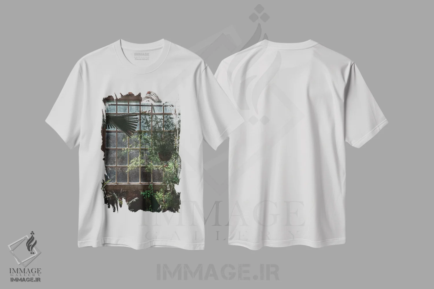 تیشرت سفید طرح دار گلخانه گرمسیری، دکور معاصر اثر سباستین هیلگتاگ | فروشگاه ایماژ
