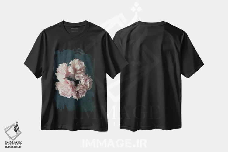 تیشرت مشکی طرح دار شکوفه های سفید، دکور معاصر اثر سباستین هیلگتاگ | immage.ir