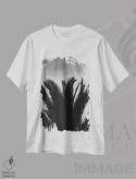 تیشرت سفید طرح دار برگ نخل سیاه و سفید، عکاسی سیاه و سفید اثر سباستین هیلگتاگ | فروشگاه ایماژ