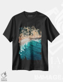 تیشرت مشکی طرح دار ساحل رویایی ۲، سواحل از نمای بالا اثر سباستین هیلگتاگ | immage.ir