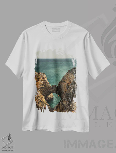 تیشرت سفید طرح دار کاشفان، دکور ساحلی اثر سباستین هیلگتاگ | فروشگاه ایماژ