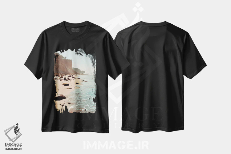 تیشرت مشکی طرح دار امواج ابتدایی، دکور ساحلی اثر سباستین هیلگتاگ | immage.ir