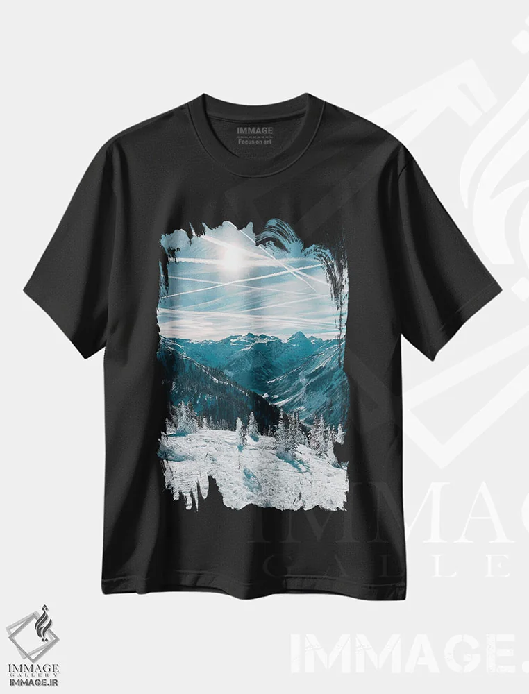 تیشرت مشکی طرح دار آلپ اتریش در زمستان، دکور معاصر اثر سباستین هیلگتاگ | فروشگاه ایماژ