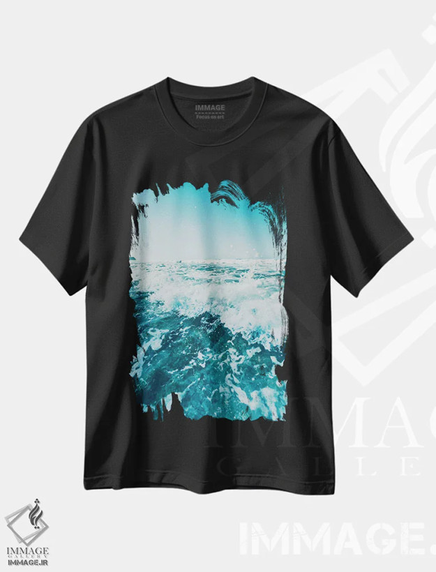 تیشرت مشکی طرح دار پاشش تازه آب، عکاسی هنری فاخر اثر سباستین هیلگتاگ | فروشگاه ایماژ
