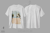 تیشرت سفید طرح دار نخل های رترو، تزئینی اثر سباستین هیلگتاگ | فروشگاه ایماژ