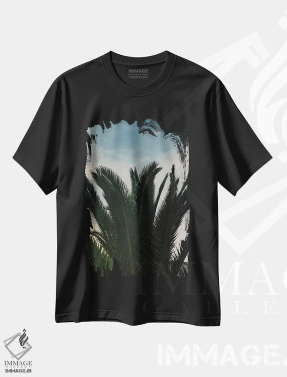 تیشرت مشکی طرح دار نخل های نرم، تزئینی اثر سباستین هیلگتاگ | فروشگاه ایماژ