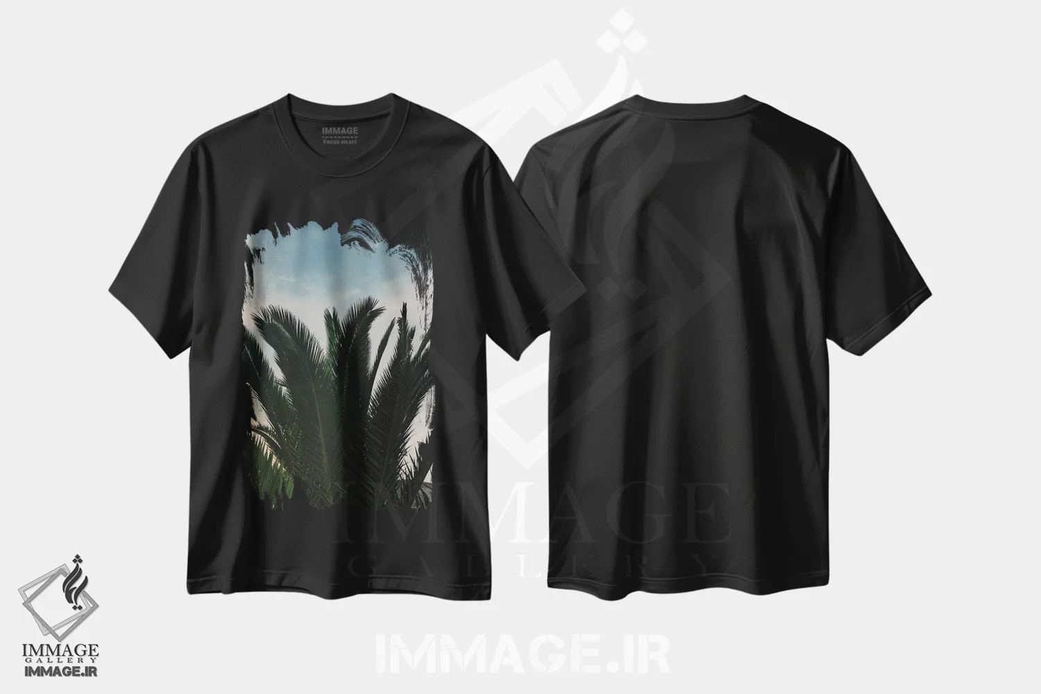 تیشرت مشکی طرح دار نخل های نرم، تزئینی اثر سباستین هیلگتاگ | فروشگاه ایماژ
