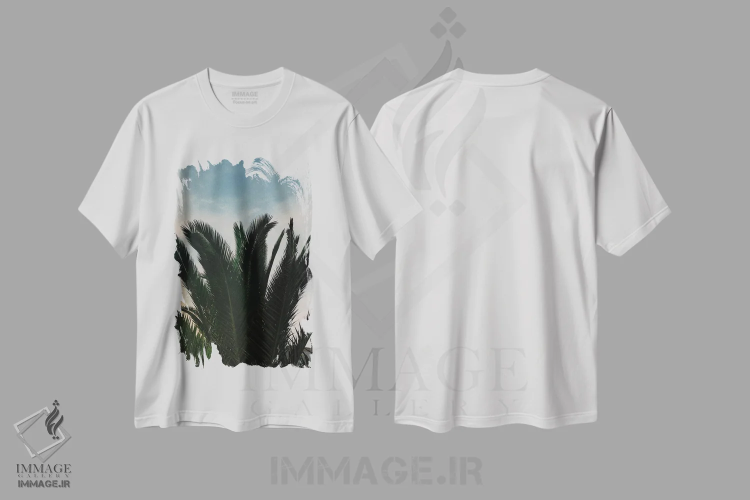 تیشرت سفید طرح دار نخل های نرم، تزئینی اثر سباستین هیلگتاگ | immage.ir
