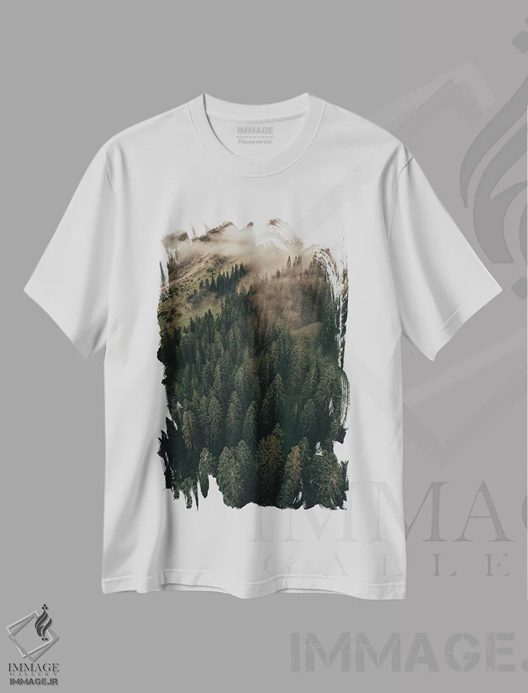 تیشرت سفید طرح دار صبح های آرام و ابرها، عکاسی هنری فاخر اثر سباستین هیلگتاگ | immage.ir