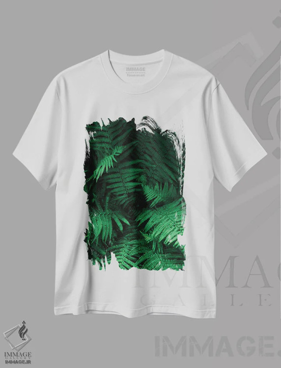 تیشرت سفید طرح دار سرخس ها، تزئینی اثر سباستین هیلگتاگ | فروشگاه ایماژ