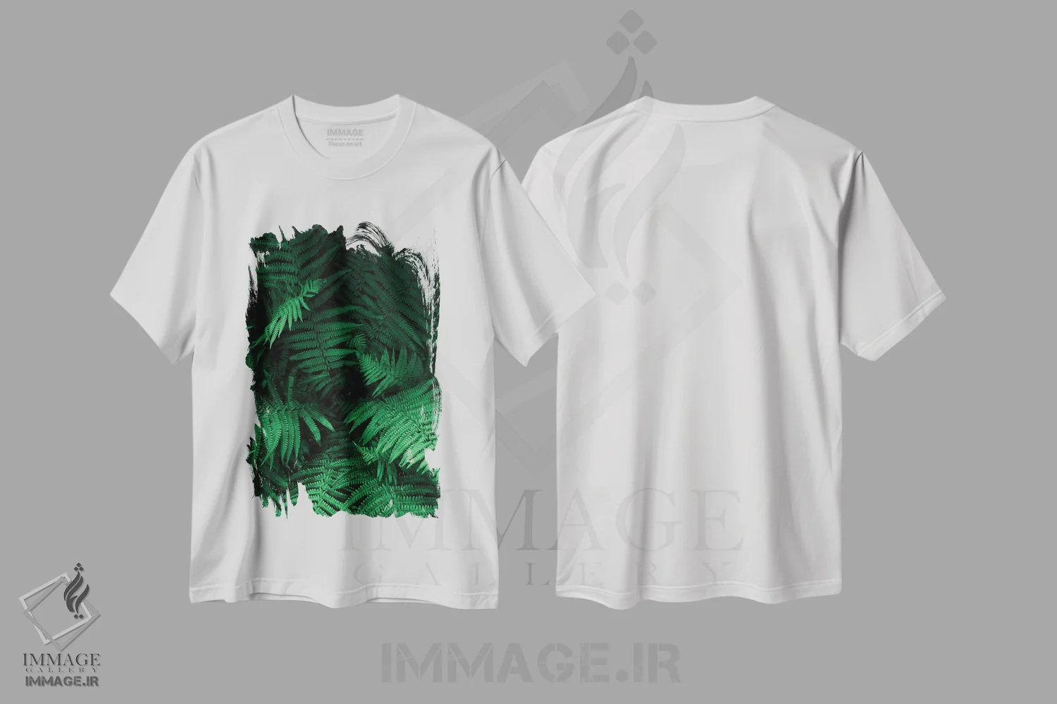 تیشرت سفید طرح دار سرخس ها، تزئینی اثر سباستین هیلگتاگ | فروشگاه ایماژ