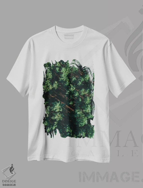 تیشرت سفید طرح دار جنگل الگودار، عکاسی هوایی اثر سباستین هیلگتاگ | immage.ir