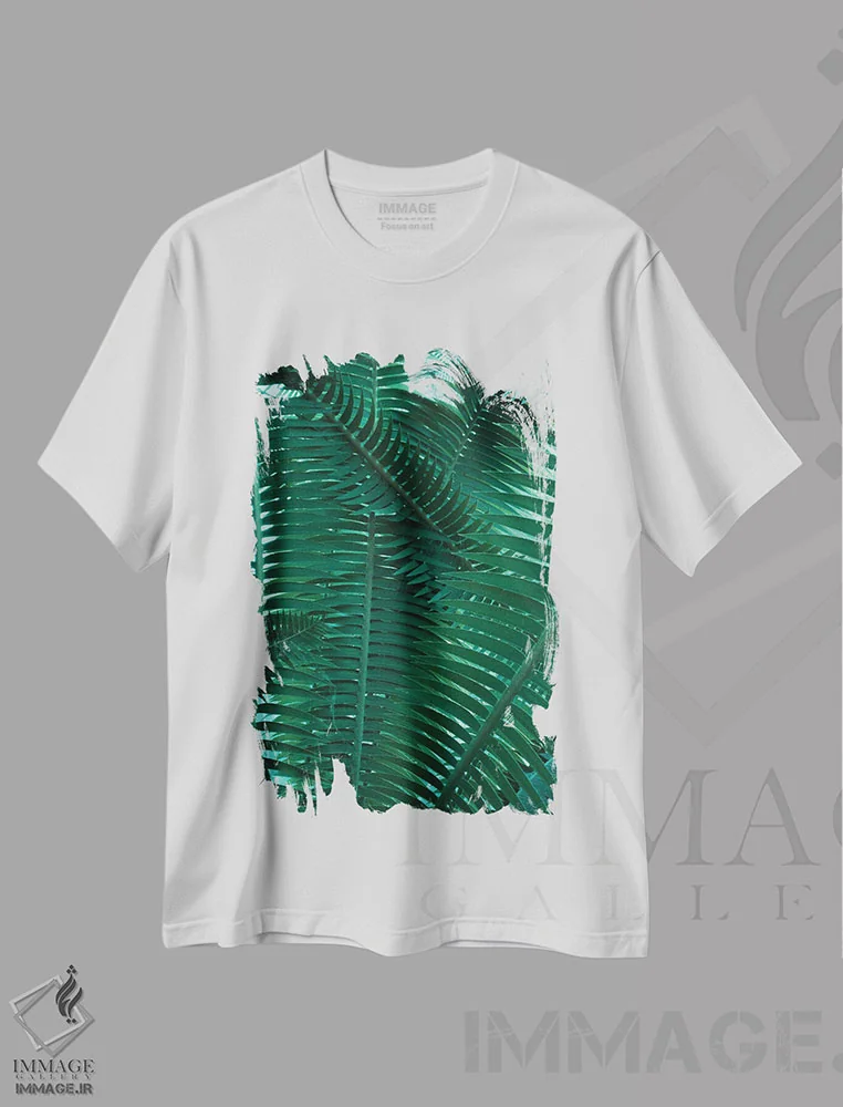تیشرت سفید طرح دار گیاهی، تزئینی اثر سباستین هیلگتاگ | فروشگاه ایماژ