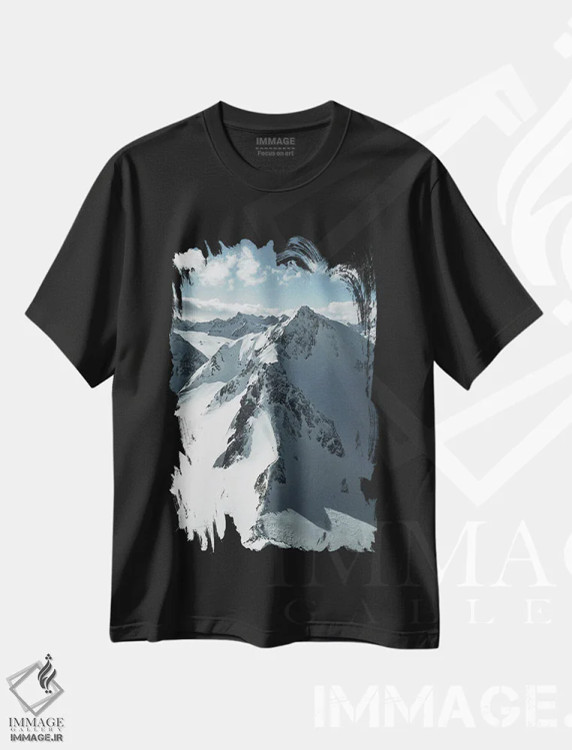 تیشرت مشکی طرح دار قله یخی در اتریش، عکاسی هنری فاخر اثر سباستین هیلگتاگ | فروشگاه ایماژ