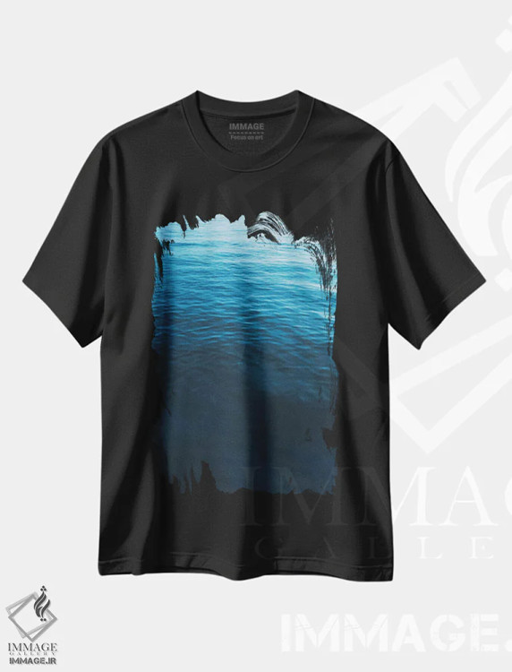 تیشرت مشکی طرح دار جزئیات اقیانوس، عکاسی هنری فاخر اثر سباستین هیلگتاگ | فروشگاه ایماژ