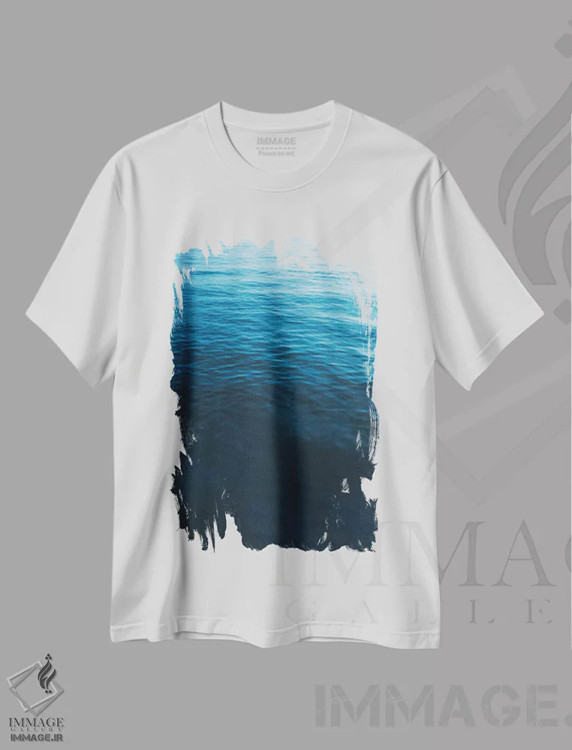 تیشرت سفید طرح دار جزئیات اقیانوس، عکاسی هنری فاخر اثر سباستین هیلگتاگ | immage.ir