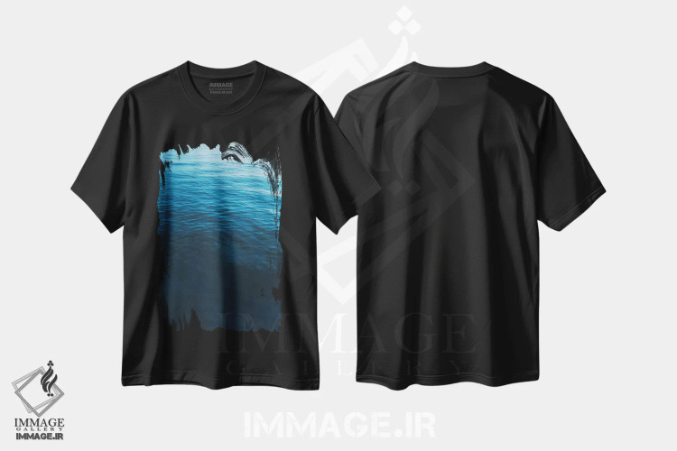 تیشرت مشکی طرح دار جزئیات اقیانوس، عکاسی هنری فاخر اثر سباستین هیلگتاگ | فروشگاه ایماژ