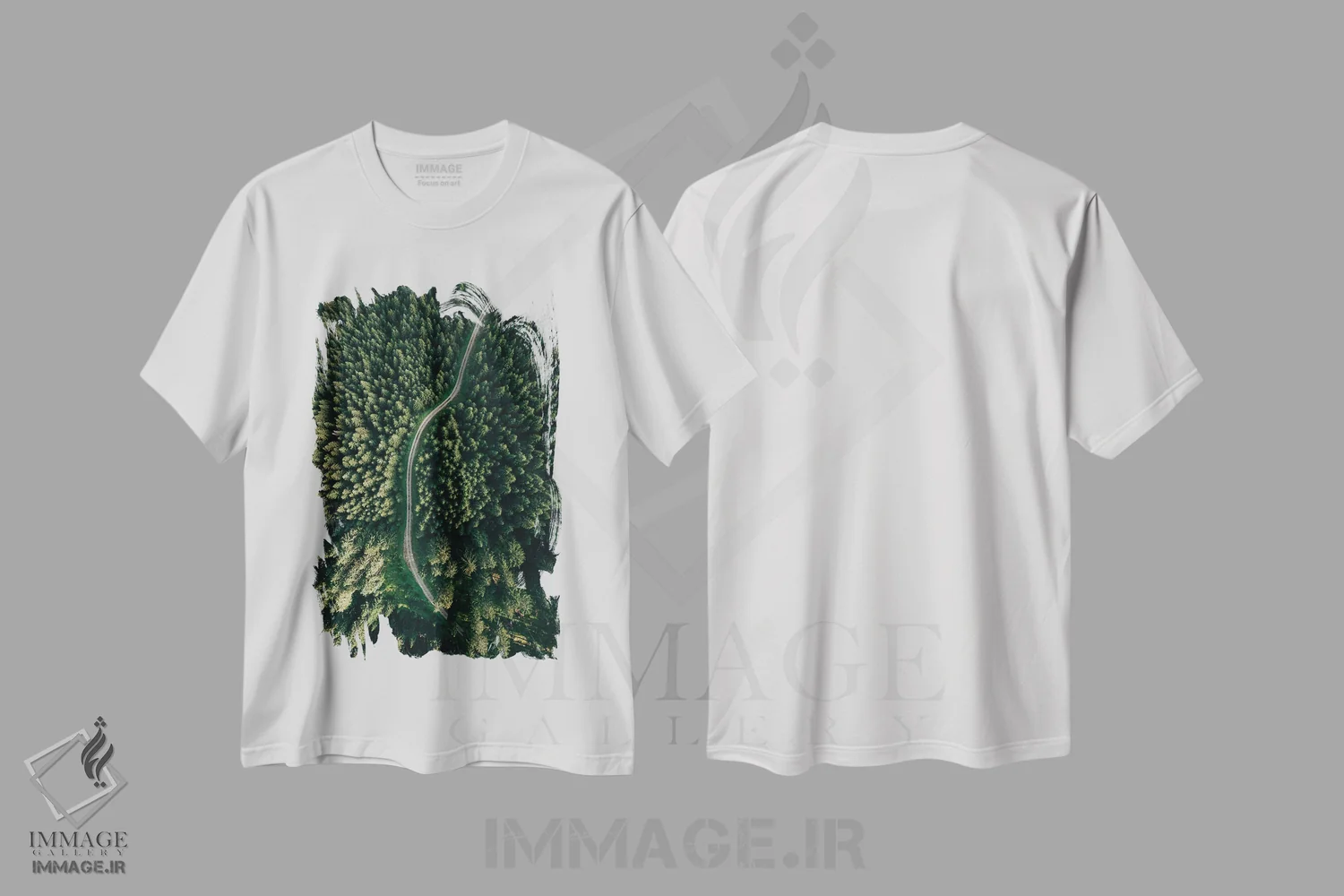 تیشرت سفید طرح دار خیابانی میان جنگل ۲، عکاسی هوایی اثر سباستین هیلگتاگ | فروشگاه ایماژ