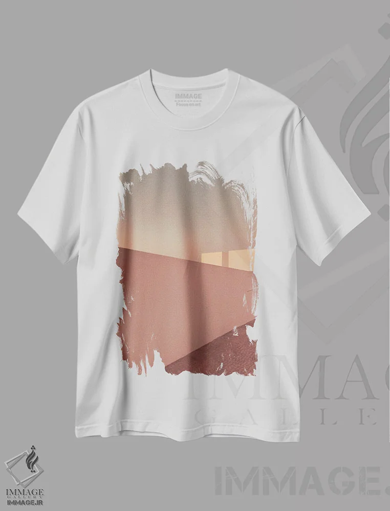 تیشرت سفید طرح دار رنگ ها و فرم ها ۲، تزئینی اثر سباستین هیلگتاگ | immage.ir