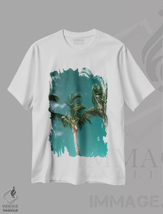 تیشرت سفید طرح دار استوایی، تزئینی اثر سباستین هیلگتاگ | فروشگاه ایماژ