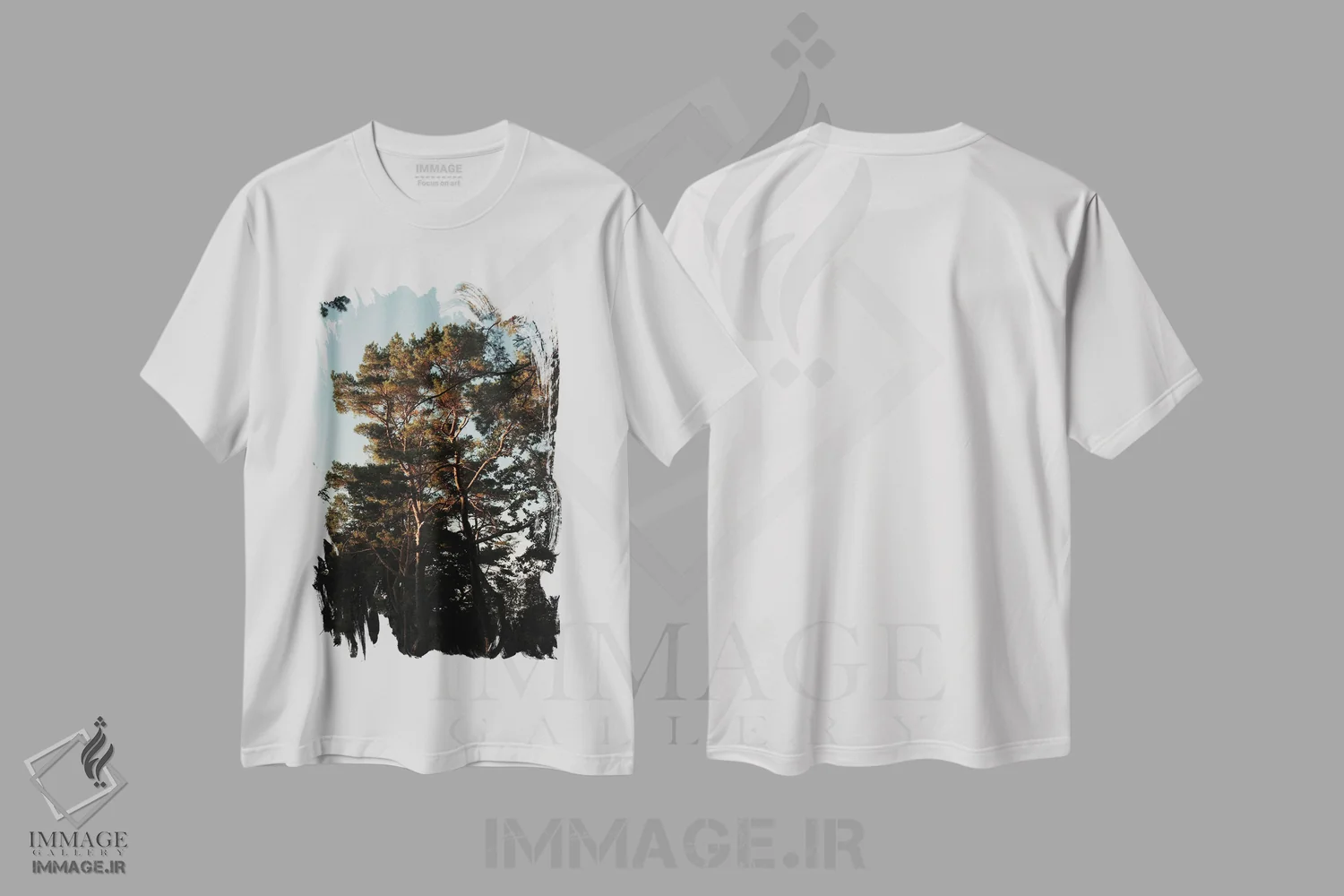 تیشرت سفید طرح دار درختان و نور گرم، تزئینی اثر سباستین هیلگتاگ | immage.ir